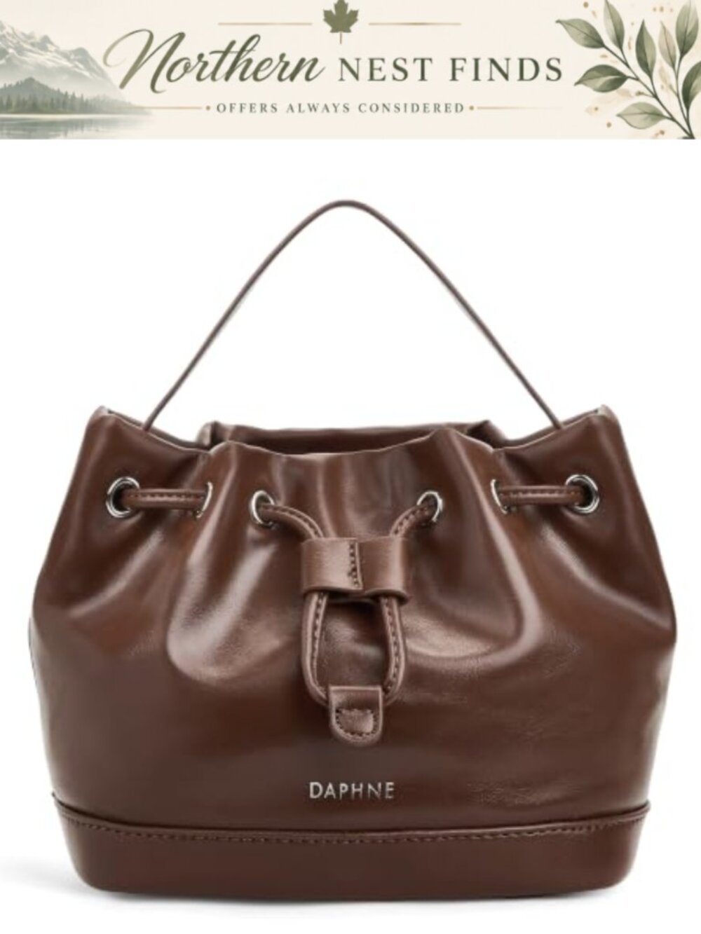 Small Bucket Purses for Women Leather Shoulder Handbag